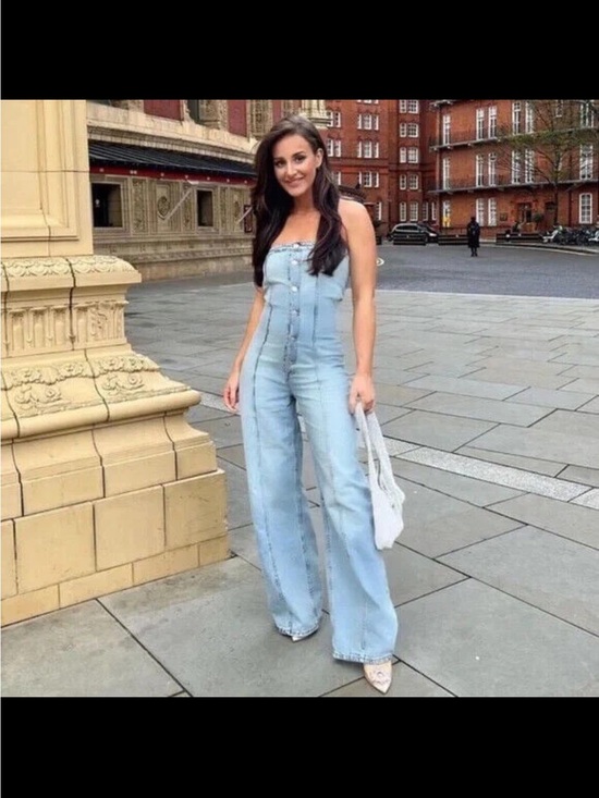 Zara Pants - ZARA Light Blue Denim Wide Leg Sleeveless Jumpsuit
